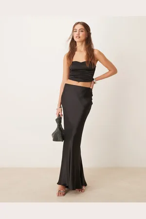 Gina Tricot Satin maxi skirt with back hem godet detail in