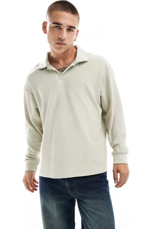 Cotton On Cotton On textured rugby polo top in ivory