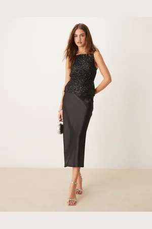 Gina Tricot Satin midi skirt in