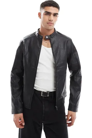 JACK & JONES Faux leather racer jacket in