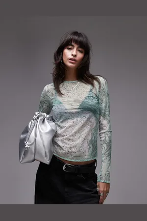 & OTHER STORIES & mesh long sleeve top in marble print
