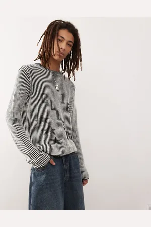 COLLUSION Crew neck jumper with petrol print in