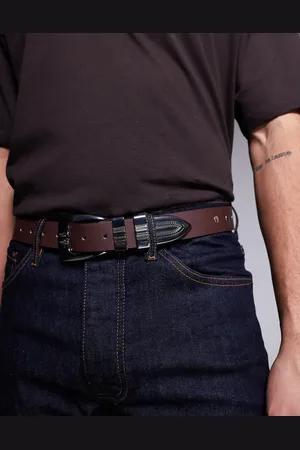 ASOS Faux leather belt with western buckle in burnished