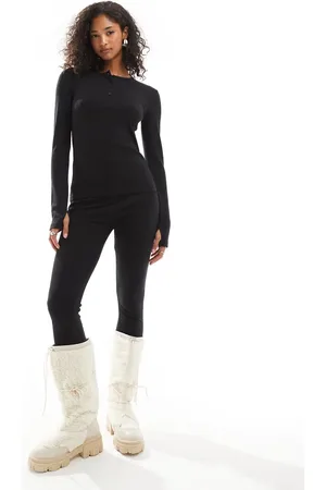 Threadbare Ski ribbed base layer top and leggings set in