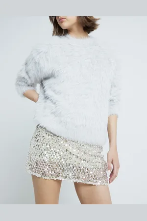 River Island Ultra fluffy jumper in light
