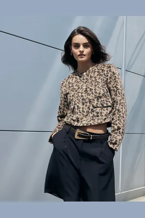 River Island Collarless trophy jacket in leopard print