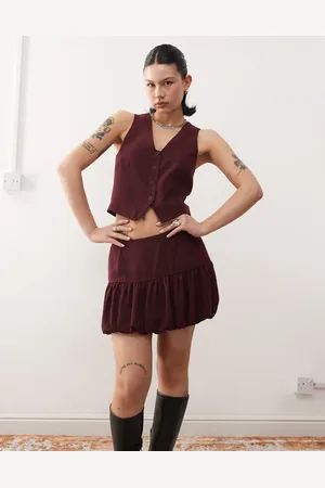 COLLUSION Tailored bubble mini skirt co-ord in wine