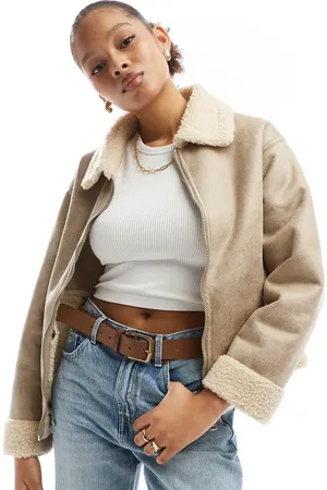 Cotton On Cotton On dakota faux leather aviator jacket in taupe