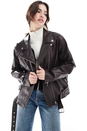 Cotton On Cotton On roman faux leather biker jacket in distressed cherry
