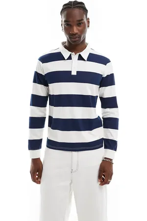 Another Influence Striped rugby long sleeve t-shirt in blue