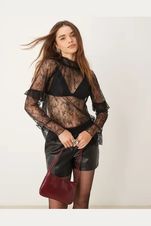 New Look Lace high neck blouse in