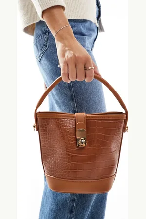 ASOS Top handle lock crossbody bag in brown