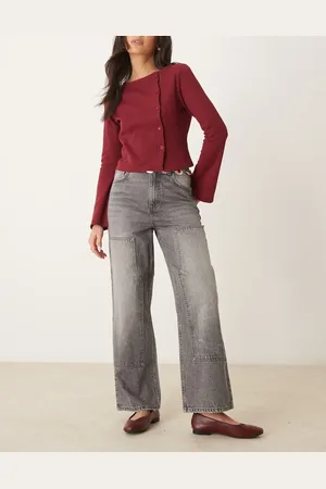 New Look Wide leg carpenter jeans in washed