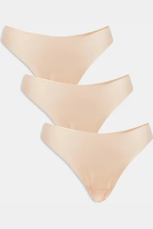 ASOS 3 pack no VPL & lace thong in beige