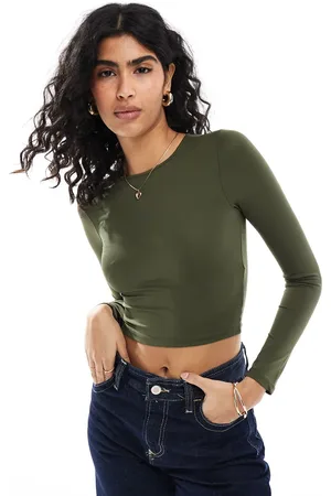 Stradivarius STR sculpt long sleeve t-shirt in khaki