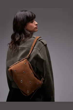 & OTHER STORIES & suede shoulder bag in cognac with metal eyelets