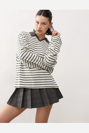 Reclaimed Oversized rugby polo top in stripe