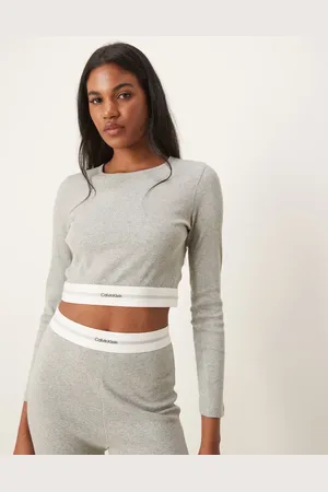 Calvin Klein Modern rib crop long sleeve top in