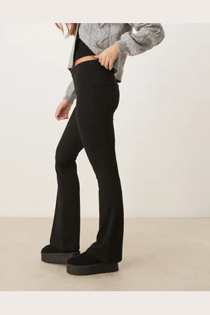 Gina Tricot Soft Touch jersey flared leg trousers with fold over waistband in