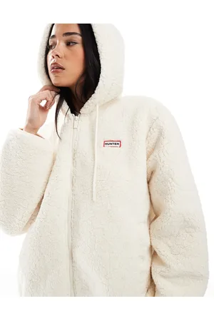 Hunter Bonelle borg jacket with hood in cream