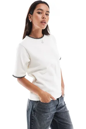 Threadbare Knitted t-shirt in with trim detail