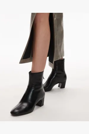 MANGO Leather round toe boot in