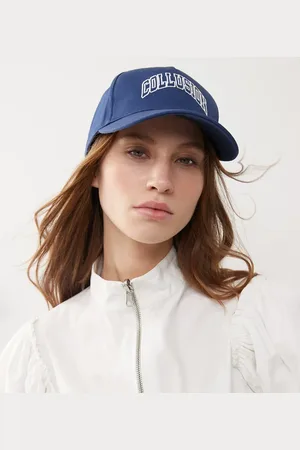 COLLUSION Unisex cap embroidery and print in navy