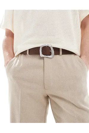 ASOS Silver twist buckle belt in tan