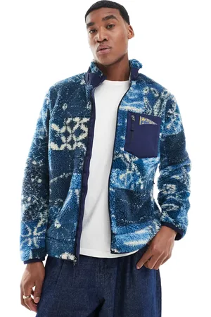 Ralph Lauren Indigo shibori print borg half zip sweatshirt in dark blue