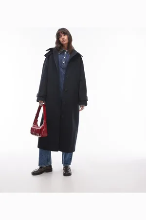 Topshop Tab belted car coat twill in