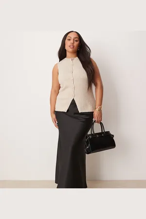 ASOS Curve satin bias midi skirt in