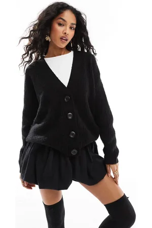 Threadbare Oversized knitted cardigan in black