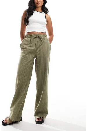 ASOS Tailored pull on trousers in olive stripe