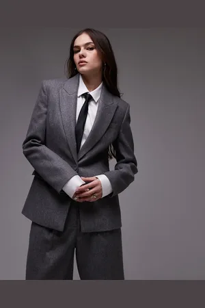 MANGO Brushed wool touch blazer co-ord in pinstripe