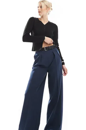 ASOS Tall tailored relaxed trousers with faux leather belt in