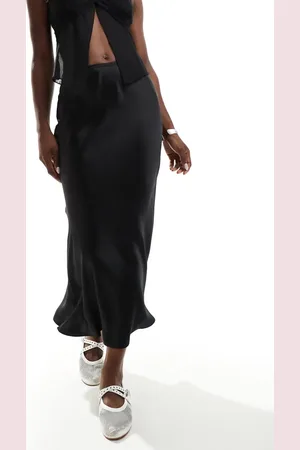 New Look Satin midi bias skirt in