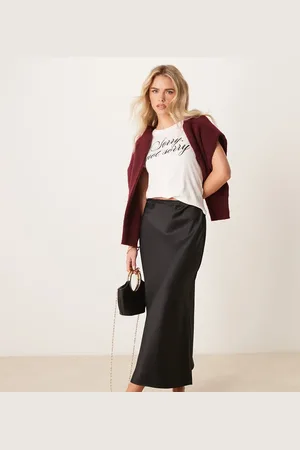 New Look Satin midi bias skirt in