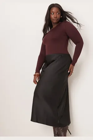 New Look New Look Curve satin midi bias skirt in