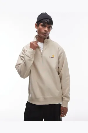 Carhartt Half zip american script sweatshirt in beige