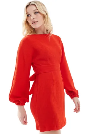 Closet Ribbed balloon sleeve mini dress in