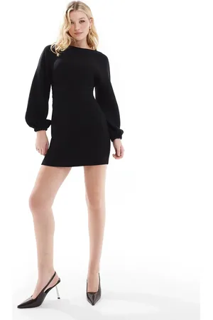 Closet Ribbed balloon sleeve mini dress in