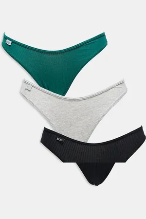 Cotton On Cotton On cotton rib bikini brief 3 pack in grey black green