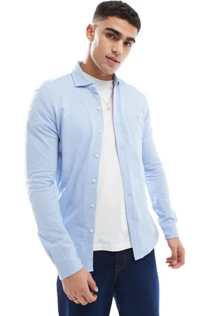 Ralph Lauren Icon logo estate collar herringbone print jersey shirt in light marl