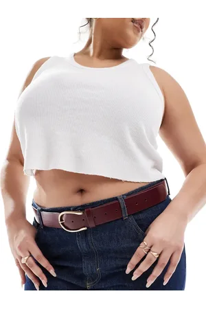 ASOS ASOS DESIGN Curve half moon waist and hip jeans belt in burgundy