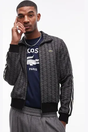 Lacoste Full zip through track jacket in with all over monogram print