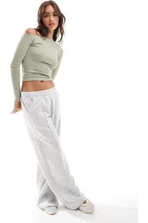 Cotton On Cotton On essential rib asymmetric long sleeve top in desert sage