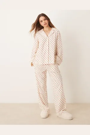Gina Tricot Mix and match lounge pyjama trousers in red and cream heart print