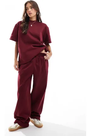 ASOS Oversized wide leg jogger co-ord in burgundy
