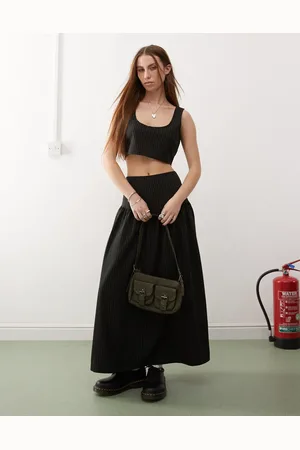 COLLUSION Tailored drop waist pinstripe midi skirt co-ord in