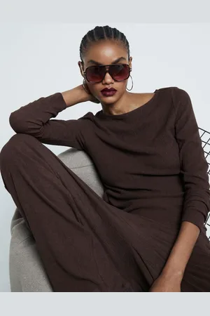 River Island Textured high neck top co-ord in dark